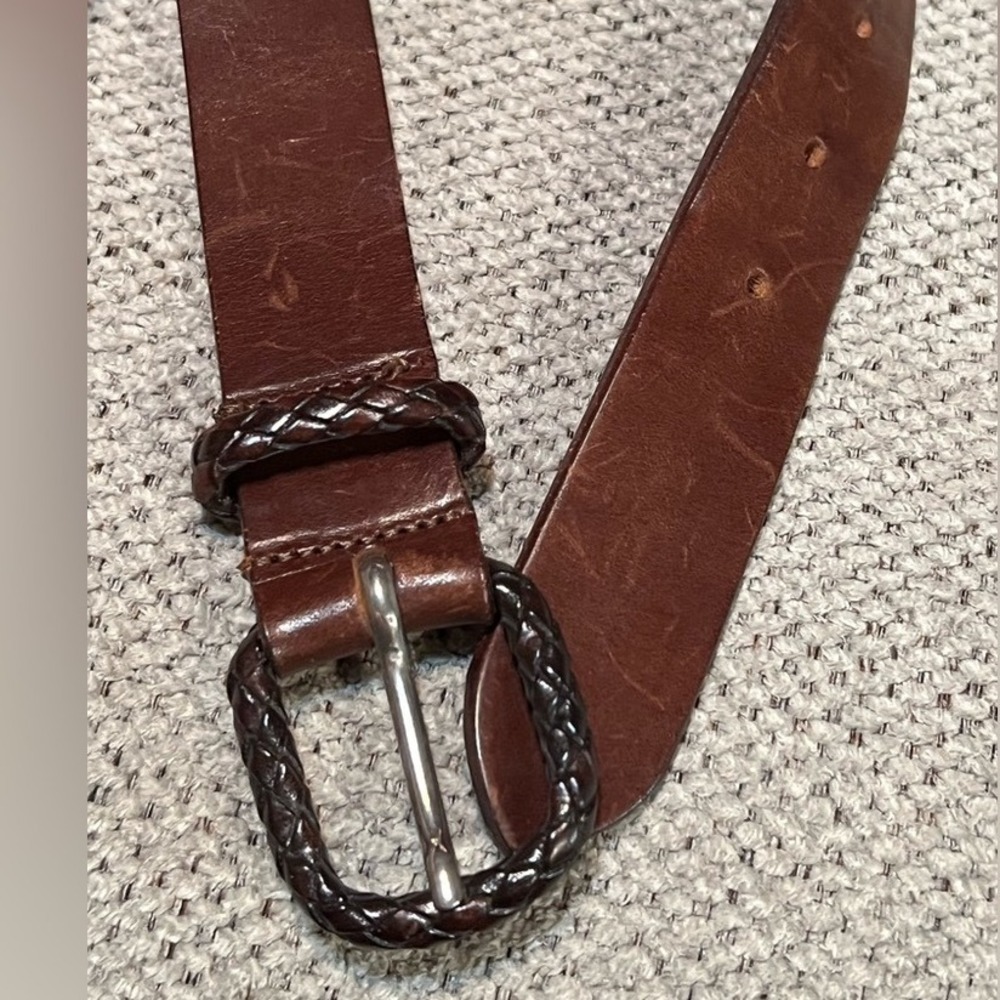 The Limited Brown‎ Leather Belt with Braid Detailing 30